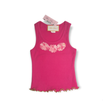 Moo Boo&#39;s Tank Top Girls 4 6 6X Pink Ribbed Sleeveless Floral Bright Let... - £9.49 GBP