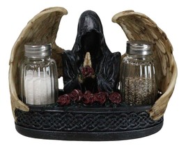 Gothic Grim Reaper With Angel Wings By Red Roses Salt And Pepper Shakers Holder - £19.23 GBP