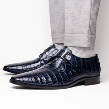 Genuine caiman crocodile Shoes Rovigo Navy image 9