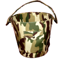 camouflage bucket GIFT BUCKET RIGID 7" tall 7.5" top diam 'brass pick-up... - $4.80