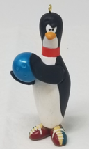 Grumpy Penguin Bowling Christmas Ornament Blue Ball Vintage - $14.20