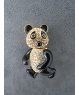 Joan Rivers Panda Bear Brooch Pin Rhinestones Black Enamel Articulated P... - $49.99