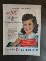 Vintage 1951 Chesterfield Cigarettes Barbara Hale Full Page Original Color Ad OC - £5.27 GBP