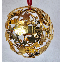 Christmas Maiers Bakery Gold Filigree Ball Ornament 90th Ann 24k Finish Vtg 1998 - $24.59