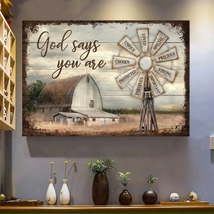 Windmill Farm Rustic barn God says you are Gift for Jesus Christ Canvas Wall Art - £18.34 GBP+