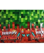 PIXEL MINE CRAFT BIRTHDAY THEME plastic Rectangle Table Cover 108 X 54 NEW - $13.43 CAD