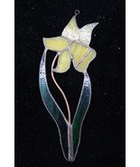 Vtg Beautiful Stained Glass Daffodil Suncatcher Window Decor - $35.07 CAD