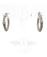 Vtg Sterling Signed RL Ralph Lauren Italy Modern CZ Gems Braided Hoop Ea... - £42.64 GBP