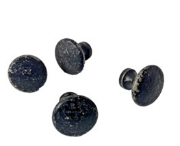 Vintage Set of 4 Hammered Black 15/16 inch Diameter Drawer Knob Pulls - 1980 - £14.23 GBP