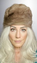 VTG Pastel Beige Ranch Mink Womens Hat Cossack Style Pillbox Fur 1960s Gorgeous - £66.18 GBP