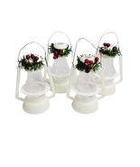 White Lantern Ornaments Light Covers 4 Piece Set 4 Inch Rustic Christmas... - £15.76 GBP