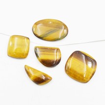 Yellow Fire Top Quality Natural Tiger Eye Gemstone Cabochon 5 Pieces Lot R31953 - £6.63 GBP