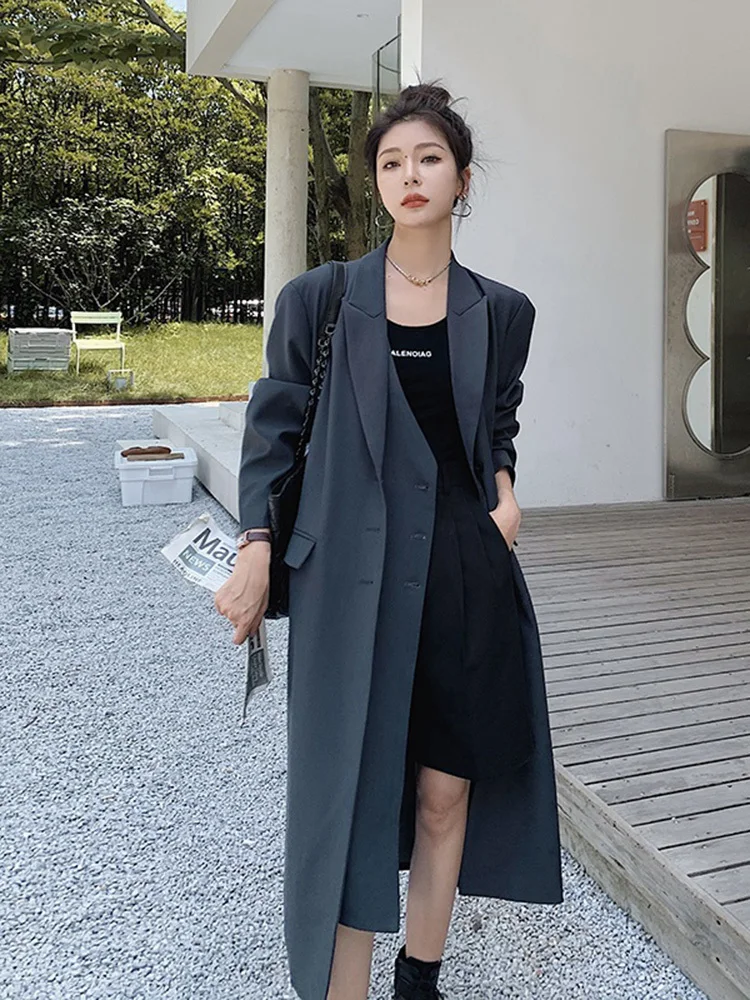 DEAT Long work Fashion Trench Coat  Autumn Winter New Lapel Pocket Loose Windbre - £267.29 GBP