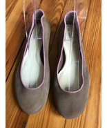 Lands&#39; End 7 Brown Suede Pink Trim Ballet Flats Shoes - $17.10