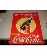 Coca-Cola It&#39;s the Real Thing DRINK Coca-Cola Tin Sign 16&quot; x 12 1/2&quot; Good - £7.77 GBP