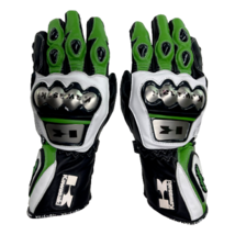 Custom Made Kawasaki Ninja Motorbike Racing Leather Gloves For Men - £42.88 GBP
