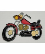 *B6) Vintage Suncatcher Stained Acrylic Glass Motorcycle Hanging Ornament - $9.89