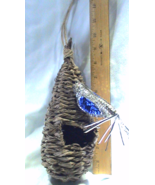 Vintage Indoor Tear Drop / Gourd Shaped Grass Bird House With Artificial... - $12.95