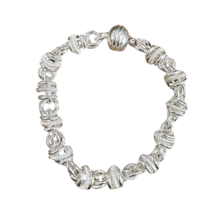 925 Milor Italy Sterling Silver Rolo Rope Cut Link Bracelet w/ Magnetic Clasp FS - £129.74 GBP