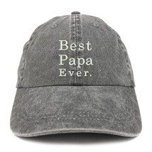 Trendy Apparel Shop Best Papa Ever Embroidered Washed Cotton Adjustable Baseball - £15.97 GBP