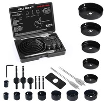 Hole Saw Set, 26Pcs Hole Saw Kit With 3/4&quot; To 5&quot; (19Mm-127Mm) Saw, Pvc B... - £26.22 GBP