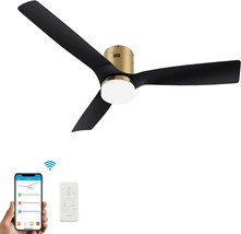 Smaair 52 Inch Smart Ceiling Fan With Lights And 10-Speed Dc Motor,, Gold/Black - £179.04 GBP