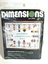 Dimensions Grandchildren Birthday Record Stamped Cross Stitch Kit 3023 Open Vtg - £20.28 GBP