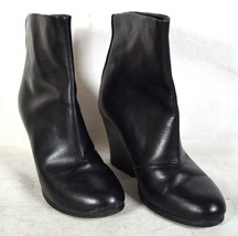 Rag &amp; Bone Boots Booties Black Leather Back Zip Block Heel Ankle 36 Womens - $59.40