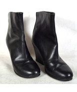 Rag &amp; Bone Boots Booties Black Leather Back Zip Block Heel Ankle 36 Womens - £47.04 GBP