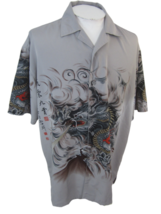 Seals Men Hawaiian ALOHA shirt pit to pit 26 sz L anime dragon asian calligraphy - £21.80 GBP