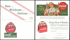 1940s Coca Cola Two Part Ad Card/Coupon with Lady in Rocking Chair - $7.70