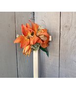 Cemetery flowers, cemetery decoration, lillies memorial flowers, cross m... - $26.00