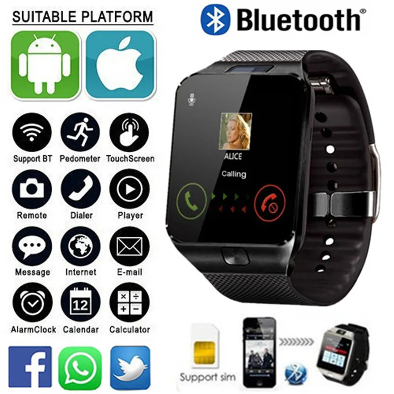 Bluetooth Smart Watch DZ09 Wearable Wrist Phone Watch 2G SIM TF Card For... - $29.97