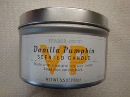 New Trader Joe&#39;s Vanilla Pumpkin Scented Candle 5.5 oz Lead Free Cotton Wick - £11.06 GBP