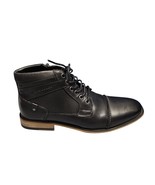 Steve Madden Jotter Combat Ankle Boots Mens 8.5 Black Leather Side Zip EUC - $1,191.73 MXN