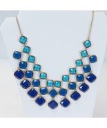 ABS Allen Schwartz Gold Tone Blue Stone Bib Necklace  Estate Sale Jewelry - $493.28 MXN