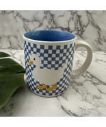 KIC Vintage 90s Goose Duck Bird Coffee Mug White Blue Check Country Cottage - €16,94 EUR