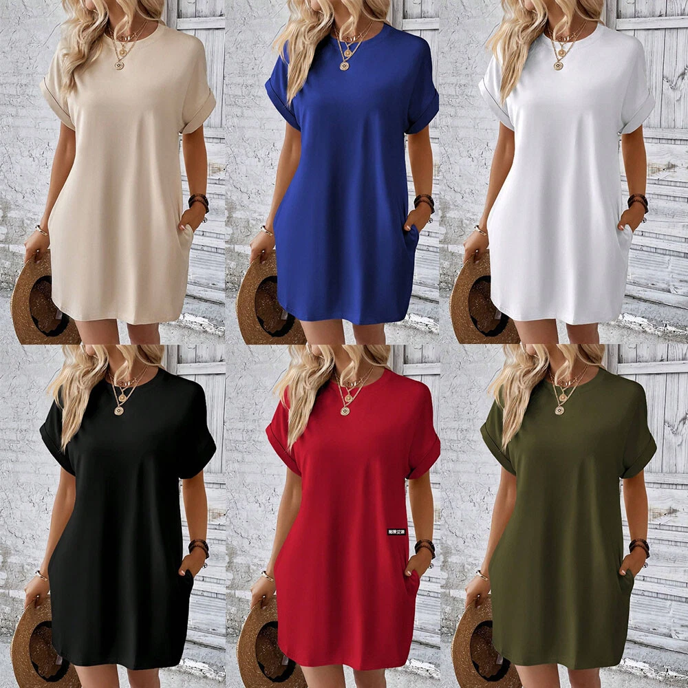 Women Summer T-Shirt Dress A-line Short Sleeve Dress Casual - $9.60