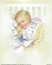Vintage 8 x 10 Nursery Theme Wall Art Print Baby Sleeping in Crib with Toys - £5.52 GBP+