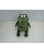 Green big eye stuffed plush sitting dinosaur alligator animal - $19.79