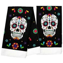 2pc Set-Sugar Skull Hand Towels Halloween Bathroom Kitchen Decor Hostess... - $8.88