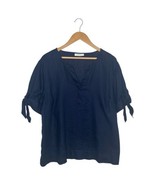 Charter Club Top Womens XXL Blue Linen Popover Tie Short Sleeve Beach Co... - $443.32 MXN