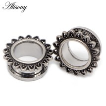 Alisouy 2pcs Stainless Steel Flower Zirconia Moon Star Clock Heart Screw Ear Tun - £10.47 GBP