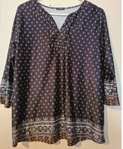 Storybuk Blouse Top Women&#39;s Medium Long Sleeve Botik Pattern Polyester (AF) - £15.49 GBP