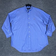 Ralph Lauren Dress Shirt Mens 17-34 Blue Yarmouth Flesh Pony Oxford Long... - $15.74