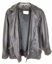 Coldwater Creek Leather Motorcycle Jacket SzL Womens Zip Out Vest Lambsk... - $70.11