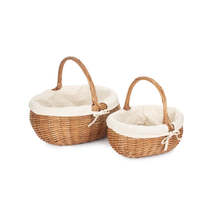 Deluxe Wicker Shopping Basket With White Lining - £30.37 GBP+