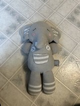 Living Textiles Theodore Elephant Gray Knit Infant Baby Rattle Crib Toy 14&quot; - $18.69