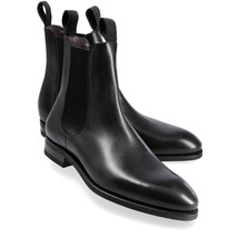 New Handmade Men&#39;s Leather Chelsea Boots Round Toe Black Dress Formal Shoes - $148.49+