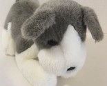 Prettique Design Puppy Dog plush white gray lying down stuffed animal bl... - $12.86